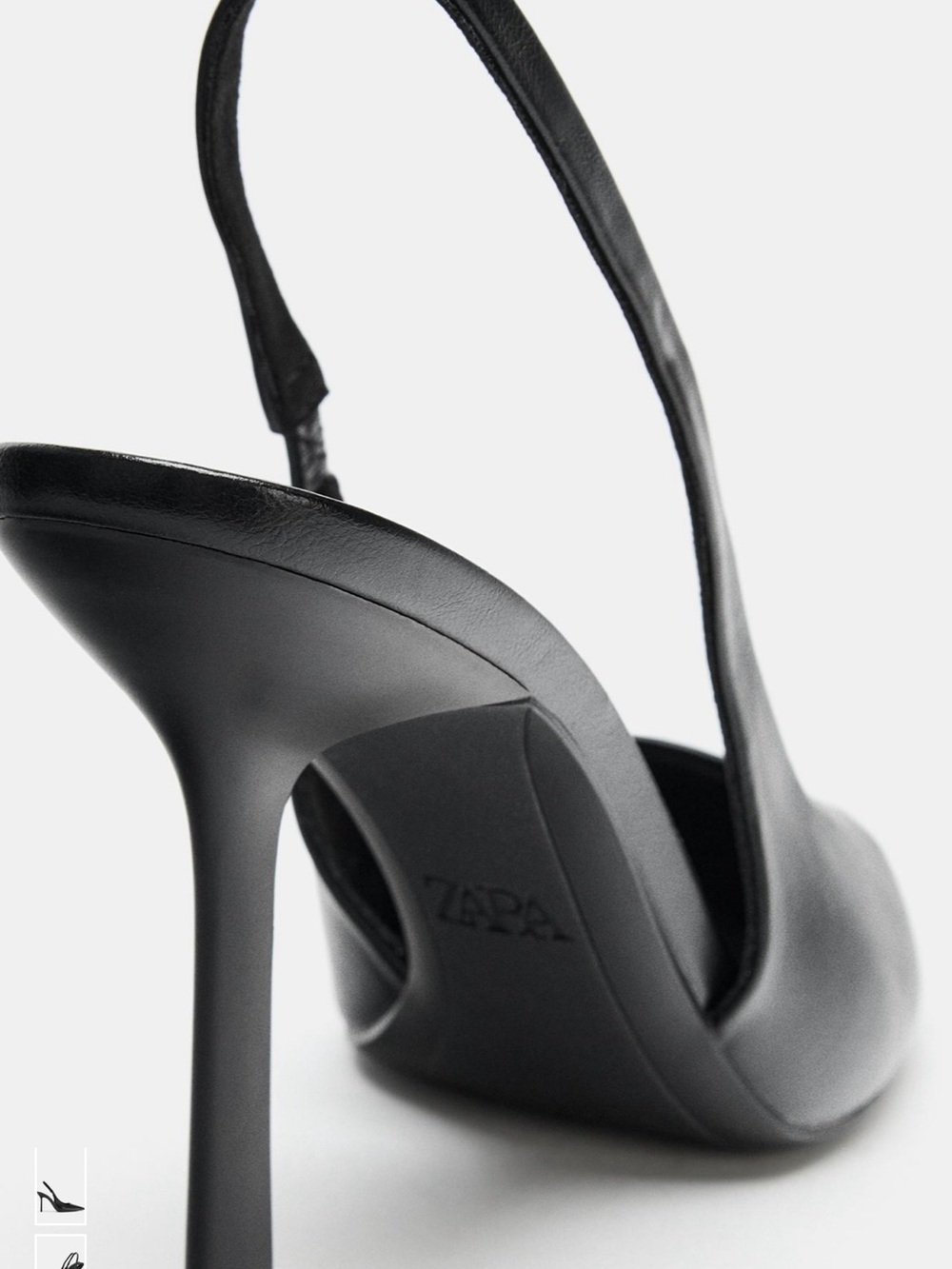 Classic Black Pointed Slingback Heels - Picture 3 of 9